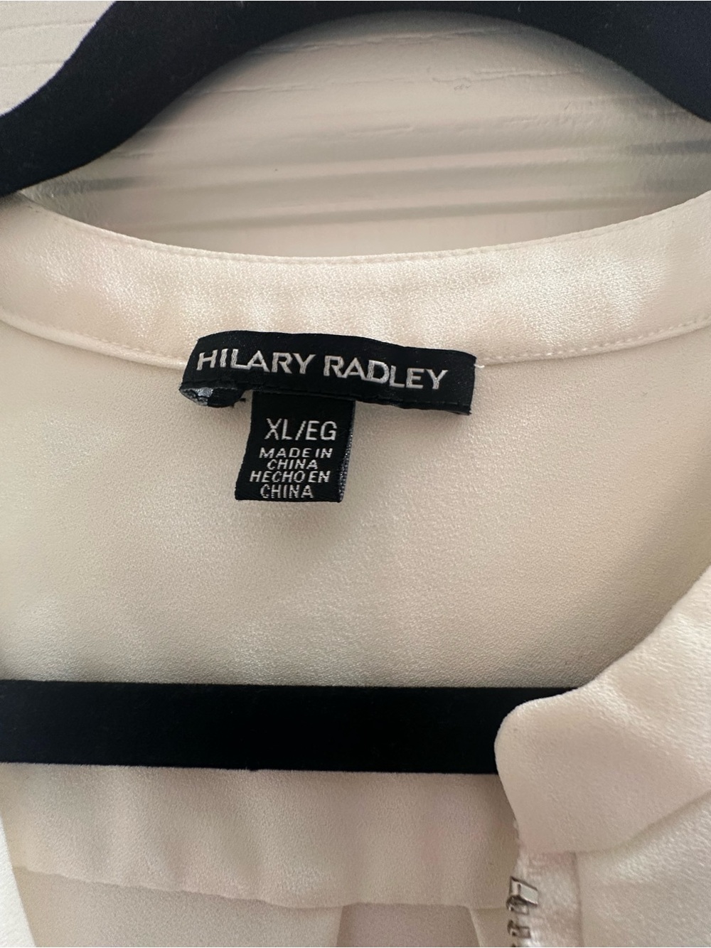 Hilary Radley Ivory Blouse with Black Trim